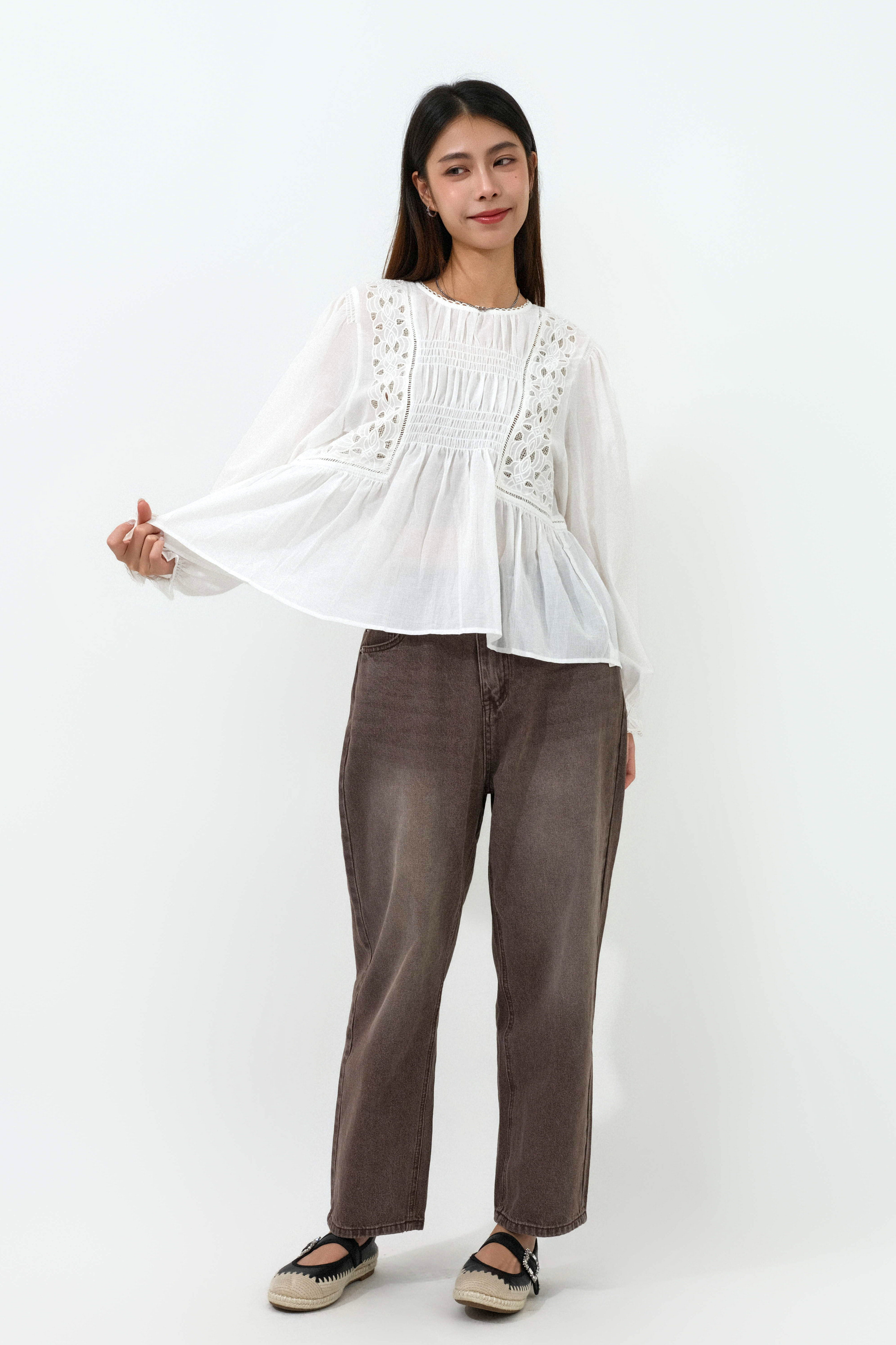 通花棉麻小傘腳民族上衣 (預購產品）