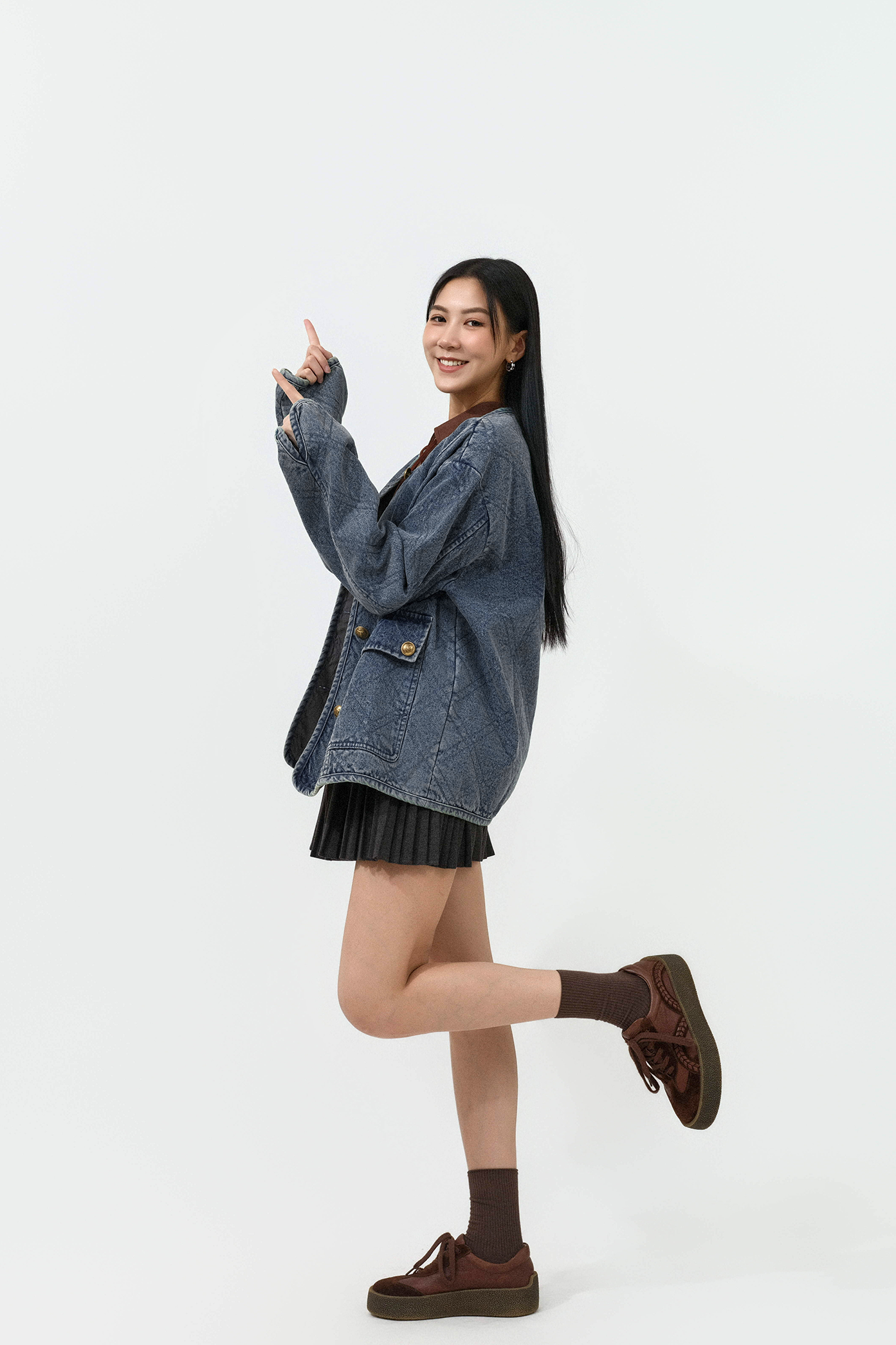 菱格薄間棉小香風牛仔褸 (預購產品）