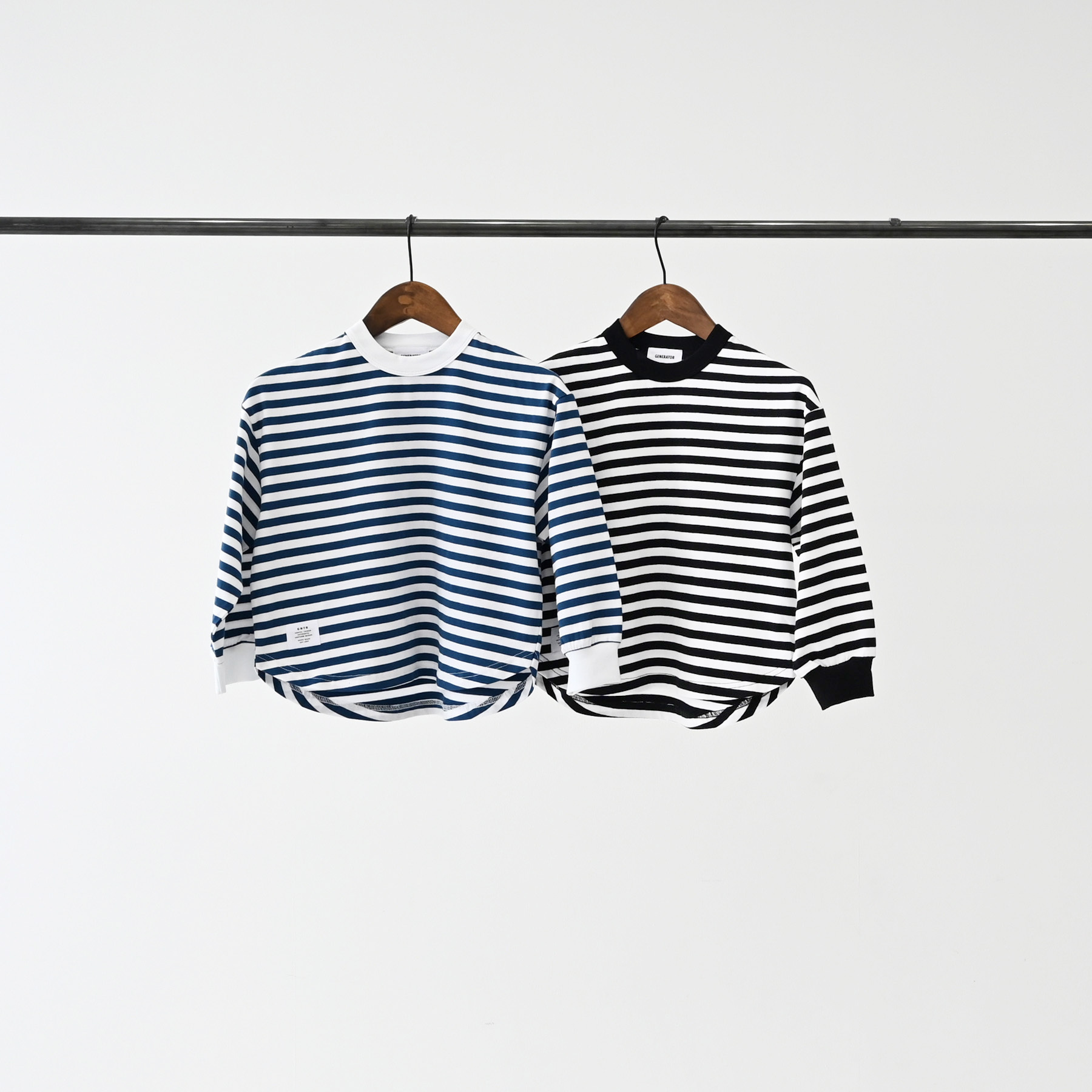 日本 GENERATOR CASUAL 條紋 天竺棉長袖上衣 (藍色，130-140) 915405