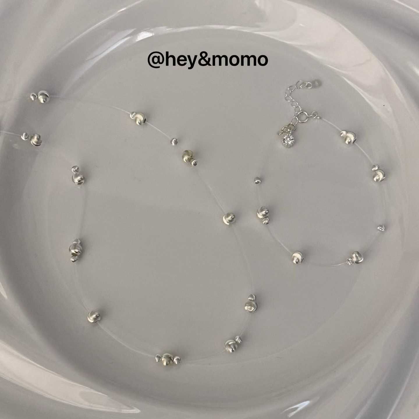 HM5107 ⚪925銀 超閃拉絲貓眼銀球氣質項鍊/手鏈