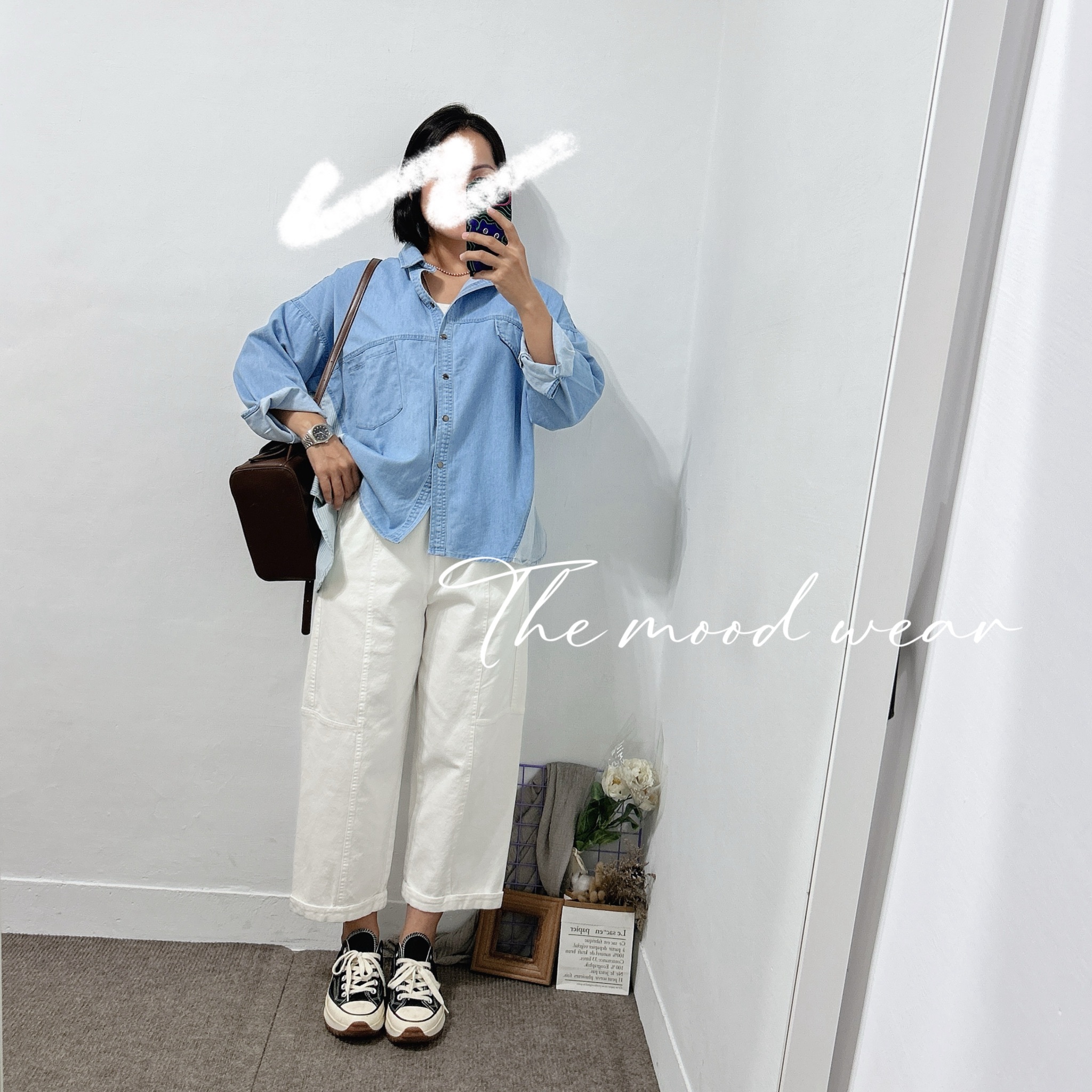 造型拼接牛仔襯衫