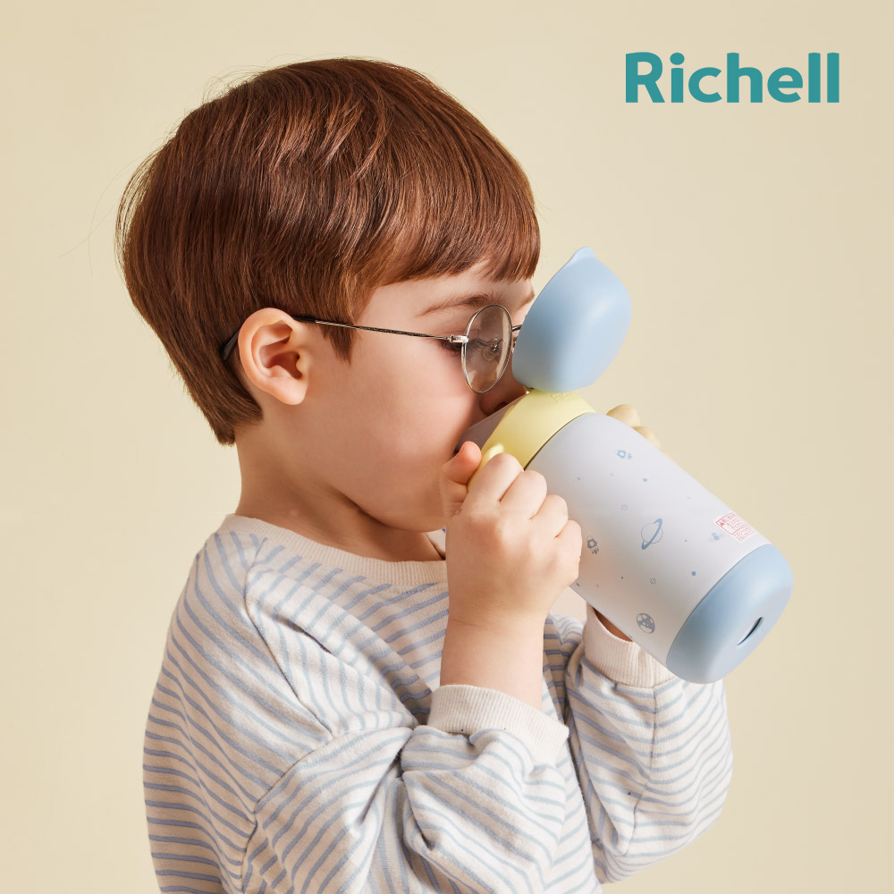 【Richell 利其爾】TLI 四代 入口式直飲不鏽鋼保溫杯 450ML - 宇宙奇航 (8個月以上適用)