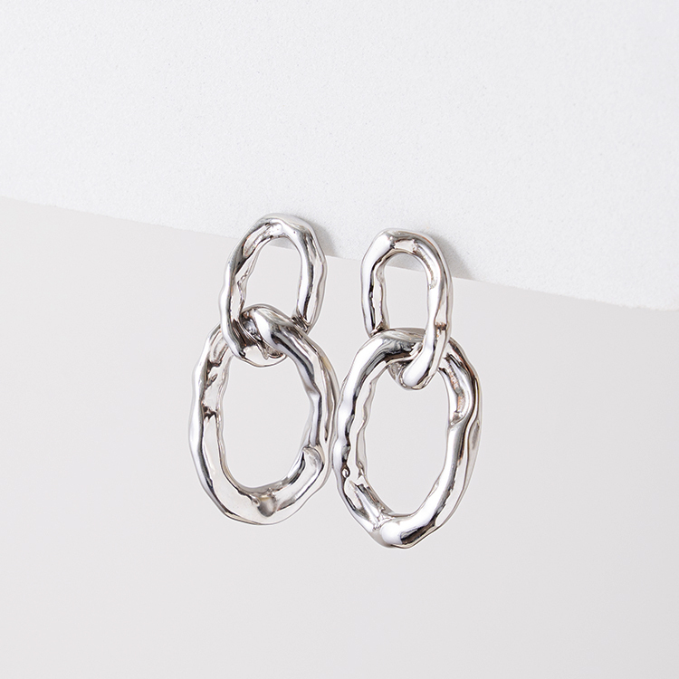 miramira扣圈｜耳墜圓形單圈曲面耳環D2223-銀48658