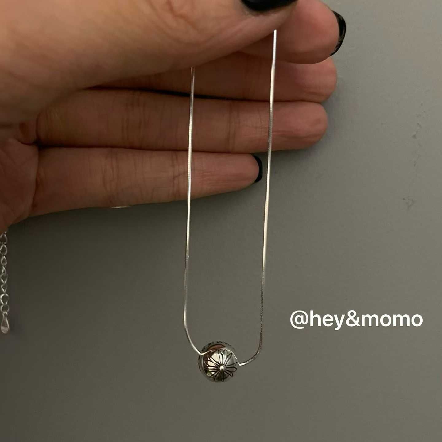 HM5111 ⚪925銀 十字花珠珠蛇骨項鏈