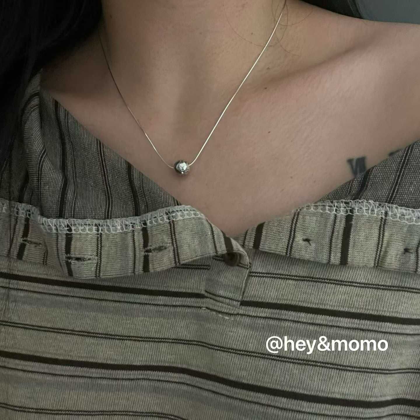 HM5111 ⚪925銀 十字花珠珠蛇骨項鏈