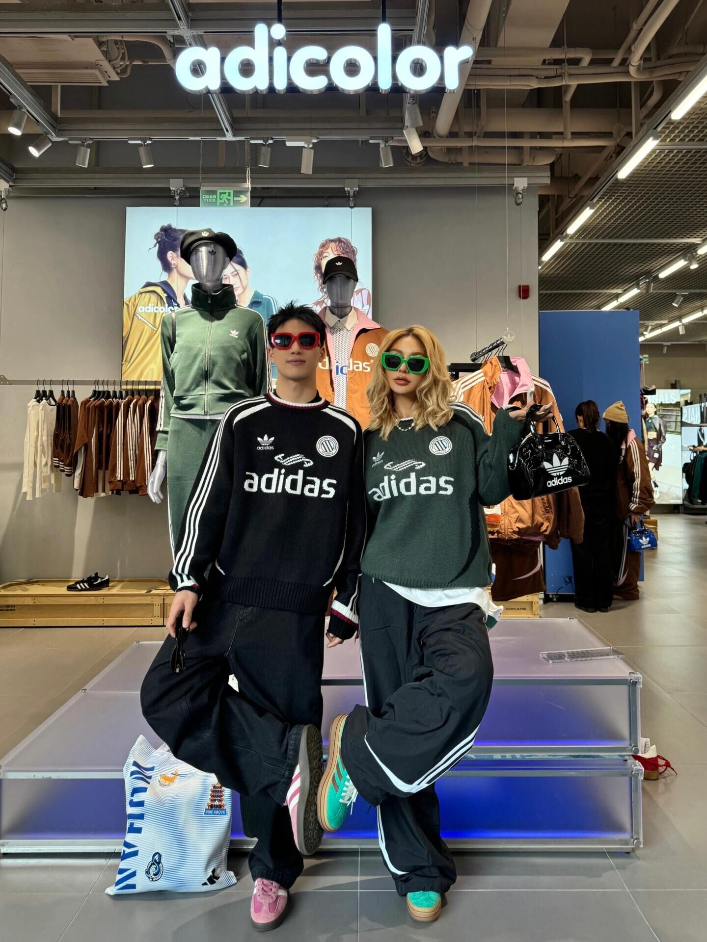 代購-Adidas Originals ADICOLORADC FW24 BC CREW U 圓領 長袖 針織衫 毛衣 黑/綠