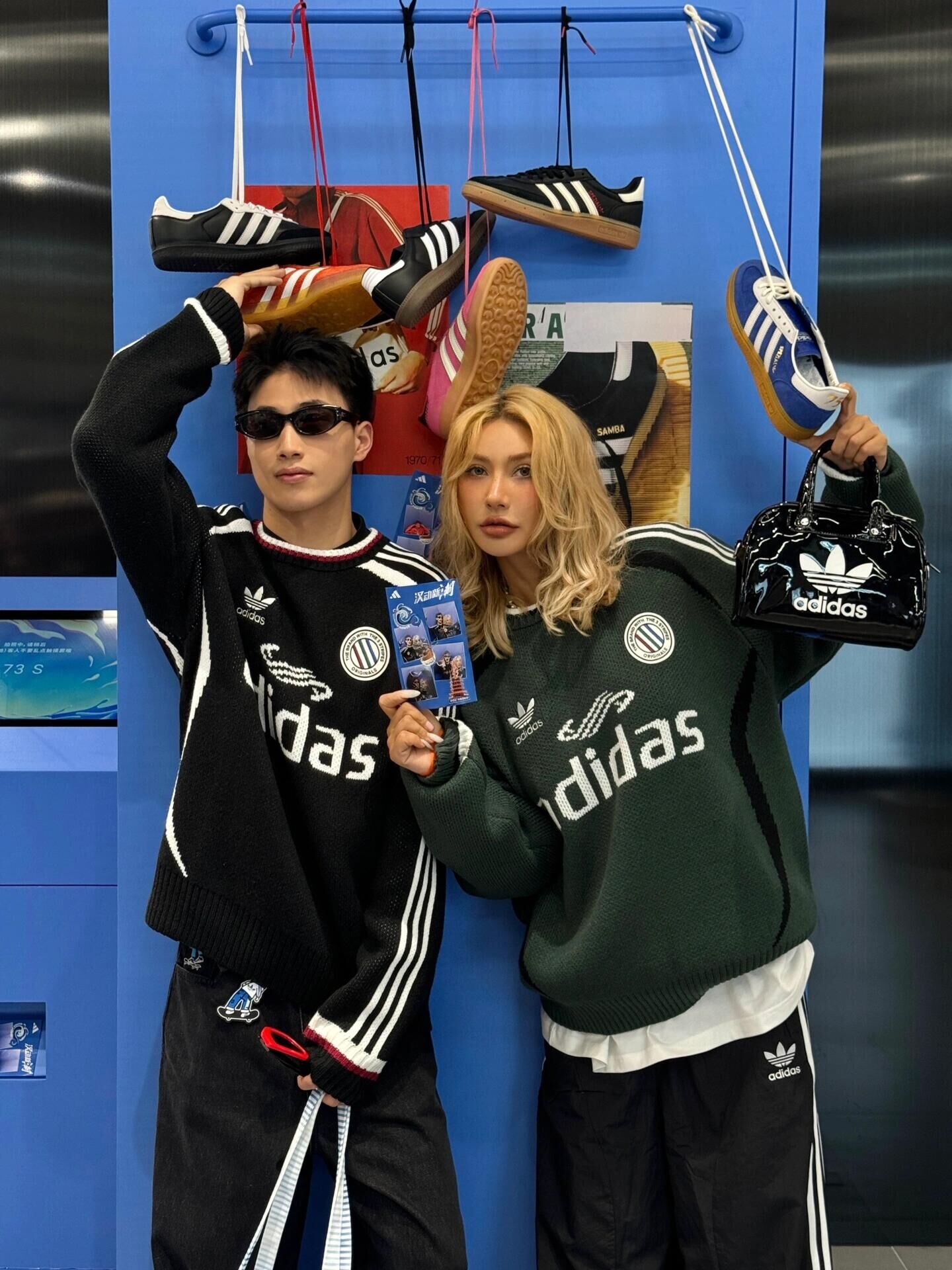 代購-Adidas Originals ADICOLORADC FW24 BC CREW U 圓領 長袖 針織衫 毛衣 黑/綠