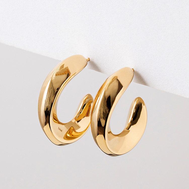 miramira扣圈｜菱形單圈曲面耳環D2368-金24133