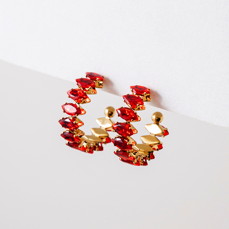 miramira微光｜璀璨緋紅光環耳環D5252-金40376