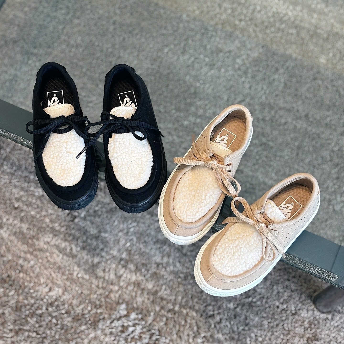 Vans Carver 日本限定 黑色 沙漠色 毛絨絨 中童 童鞋 V398KBOA