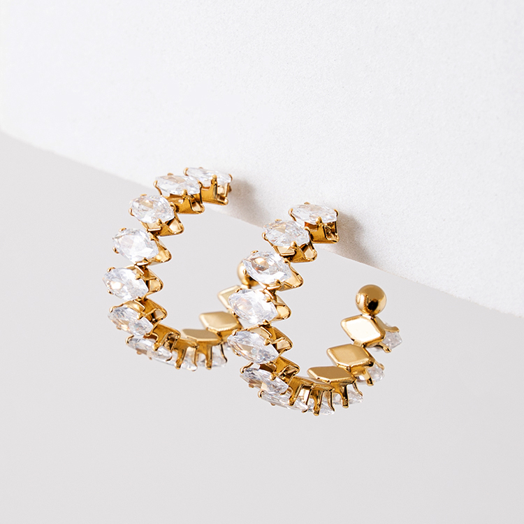 miramira微光｜璀璨雪晶月牙耳環D5252-金40369