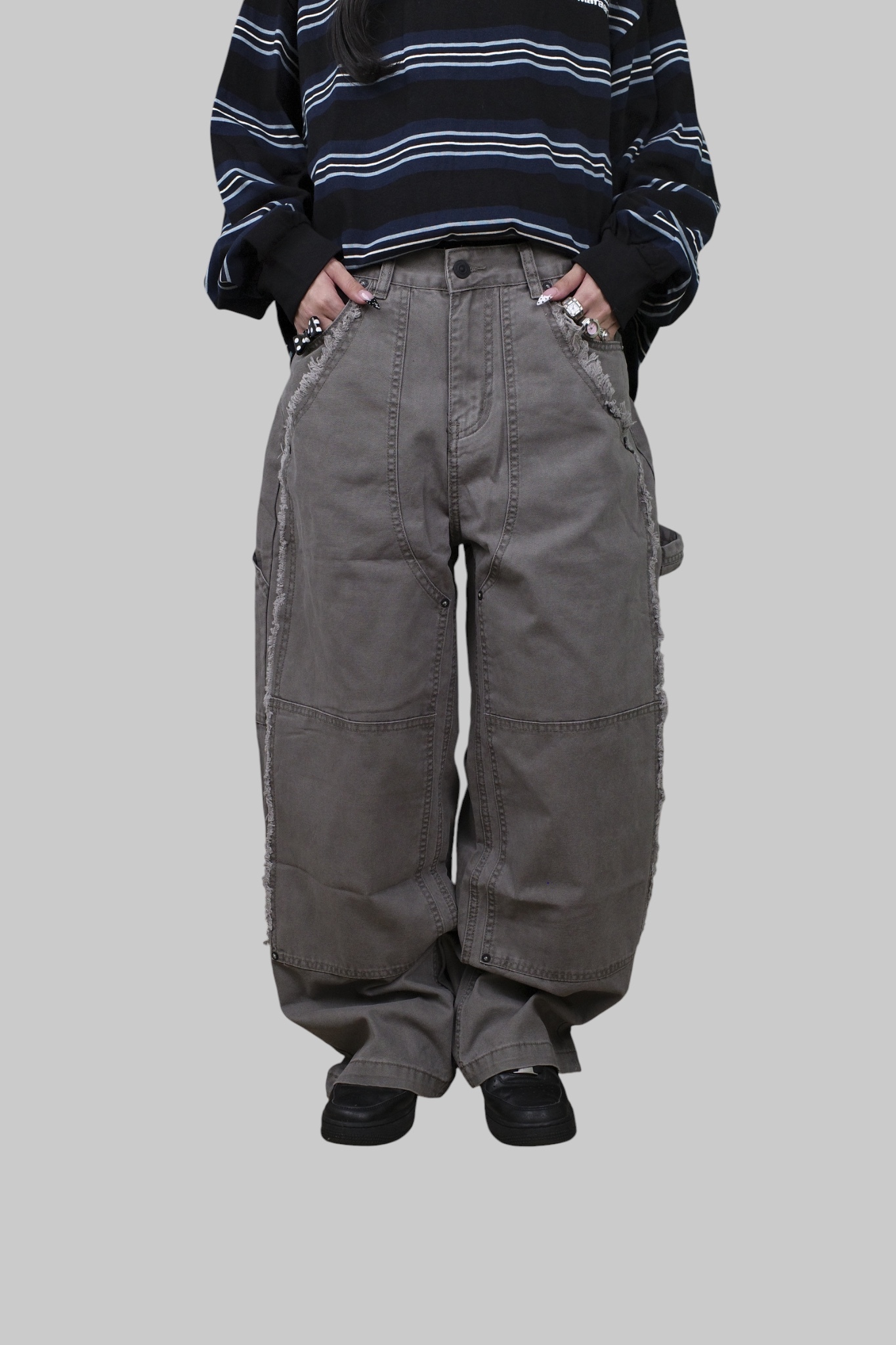 『Always_Good』做舊 毛邊 直筒 工裝 長褲