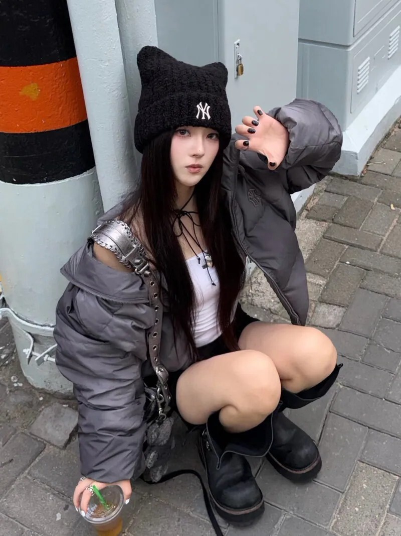 【現貨】申留真實著 韓國 MLB 貓耳帽 針織帽 毛帽 保暖 aespa Karina 同款