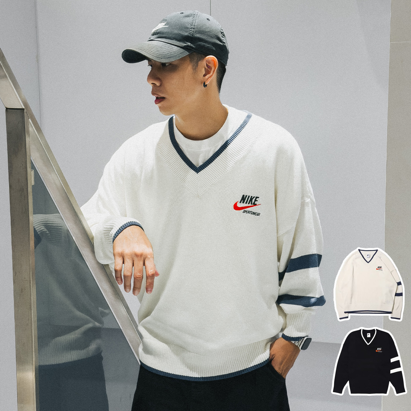 NIKE NSW TREND 條紋 學院風 長袖 針織 毛衣DX0009-133