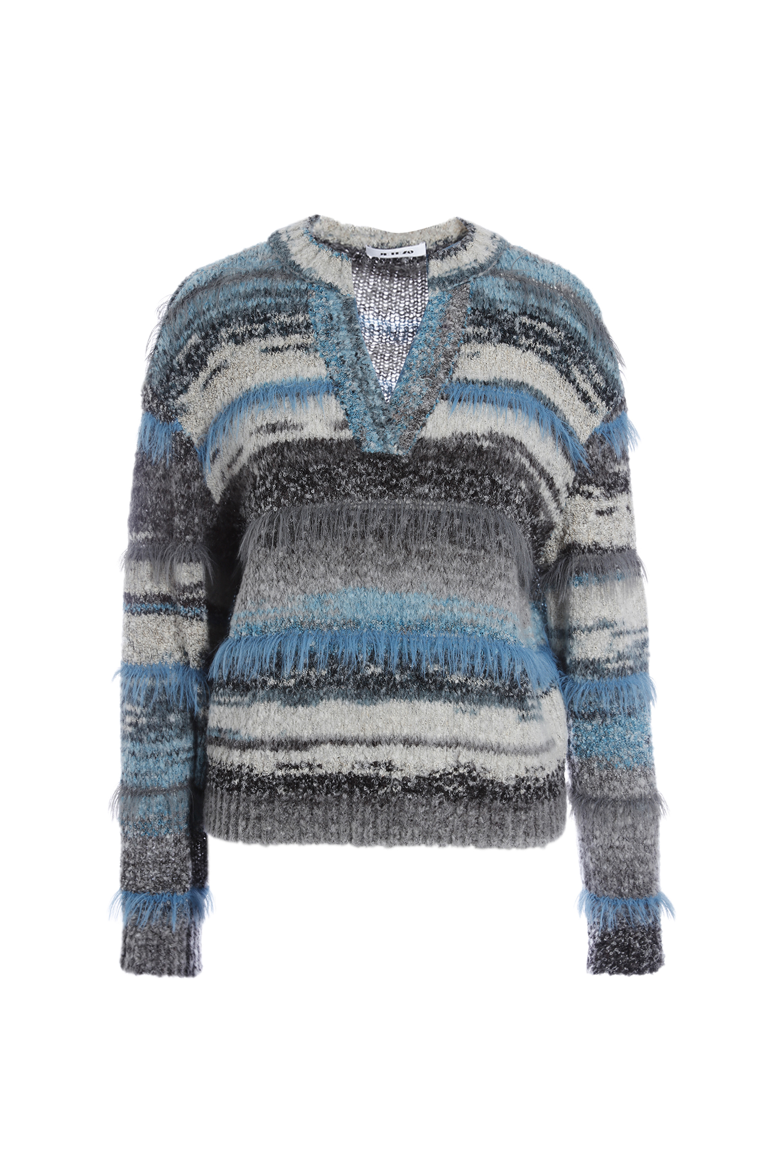 BE15207A1 冰河層影混紡毛絨線編織條紋針織毛衣