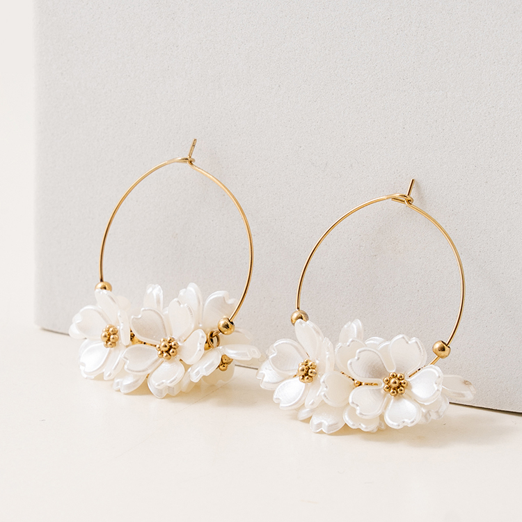 miramira自然｜織夢花圈垂墜耳環D5901-金02971