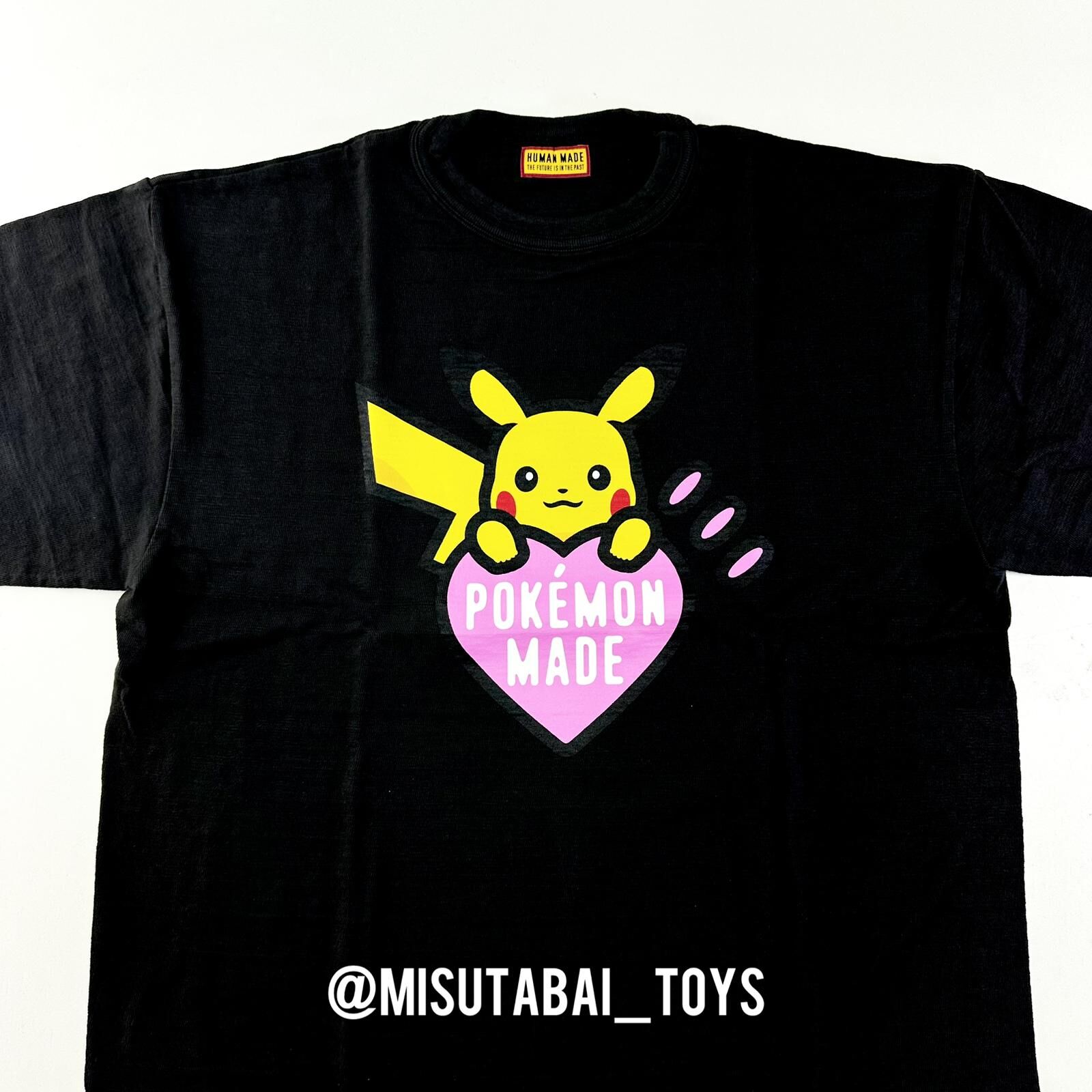 HUMAN MADE x Pokemon Made Graphic T-Shirt (Black, Pikachu, Pink Heart) Harajuku