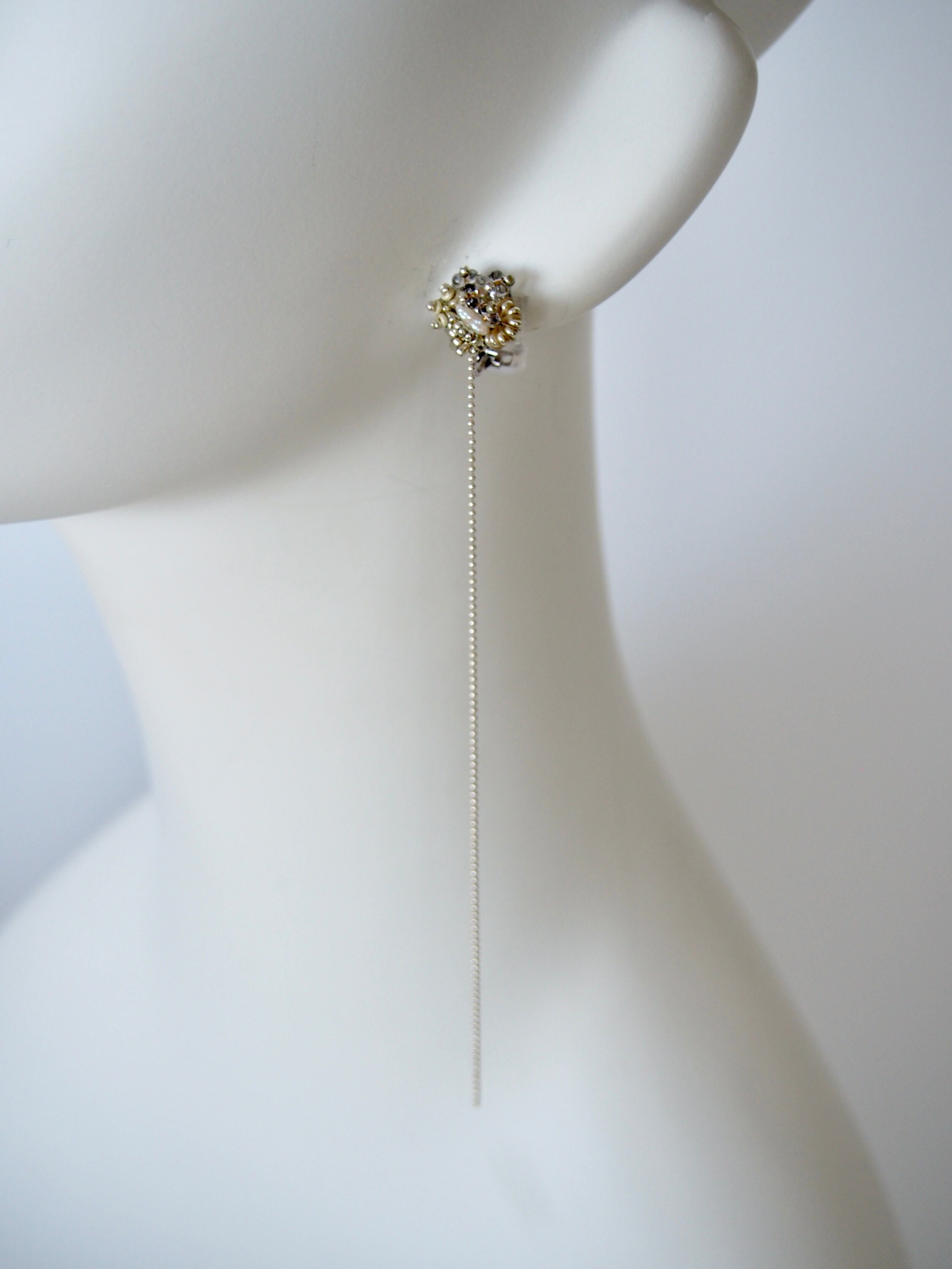 Lily collage 925 純銀＿夾式耳環