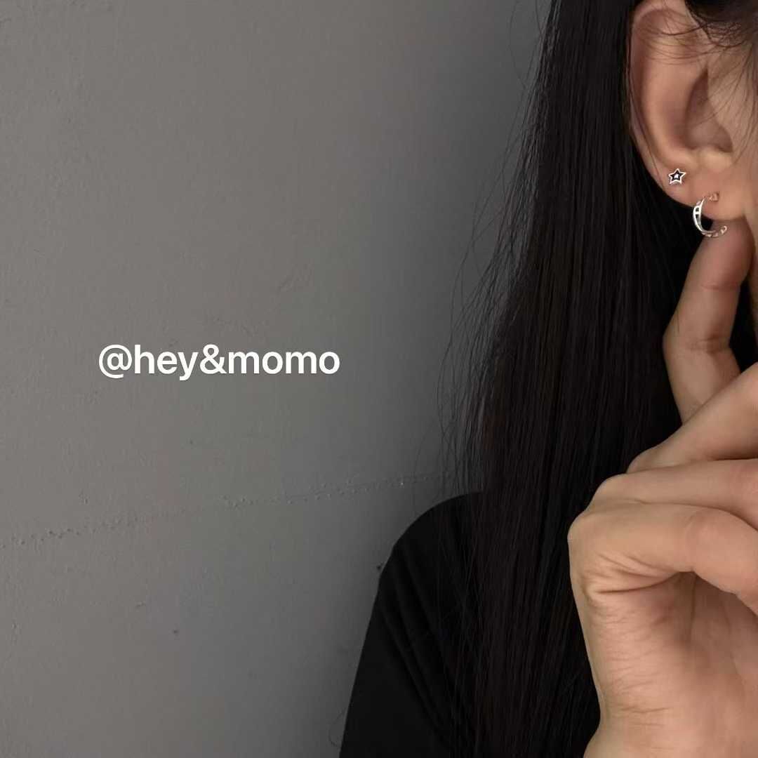 HM5115 ⚪925 銀 韓系簡約紐結半包耳環