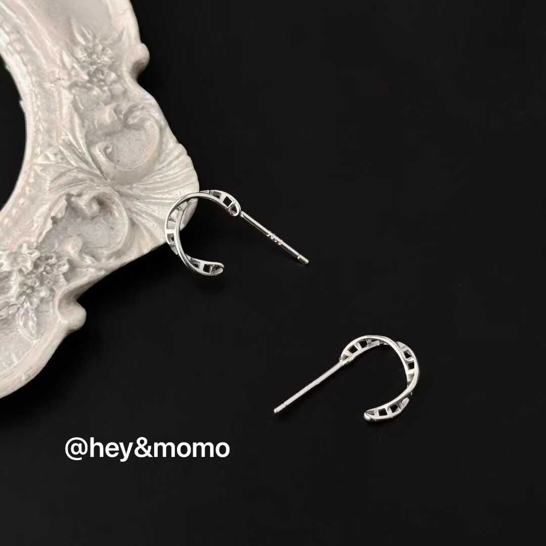 HM5115 ⚪925 銀 韓系簡約紐結半包耳環