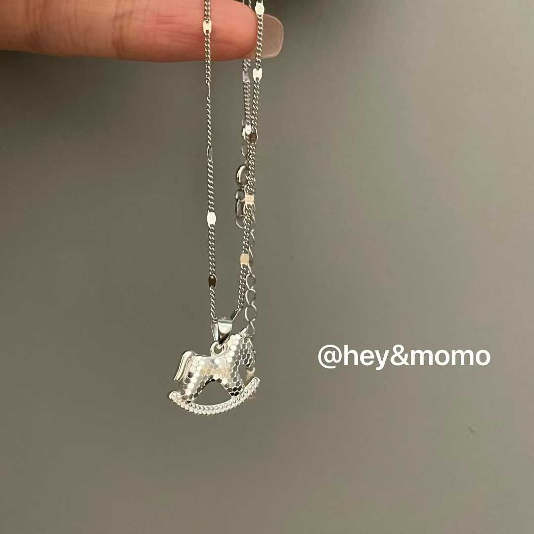 HM5118 ⚪925 銀 超閃亮片搖搖馬項鍊