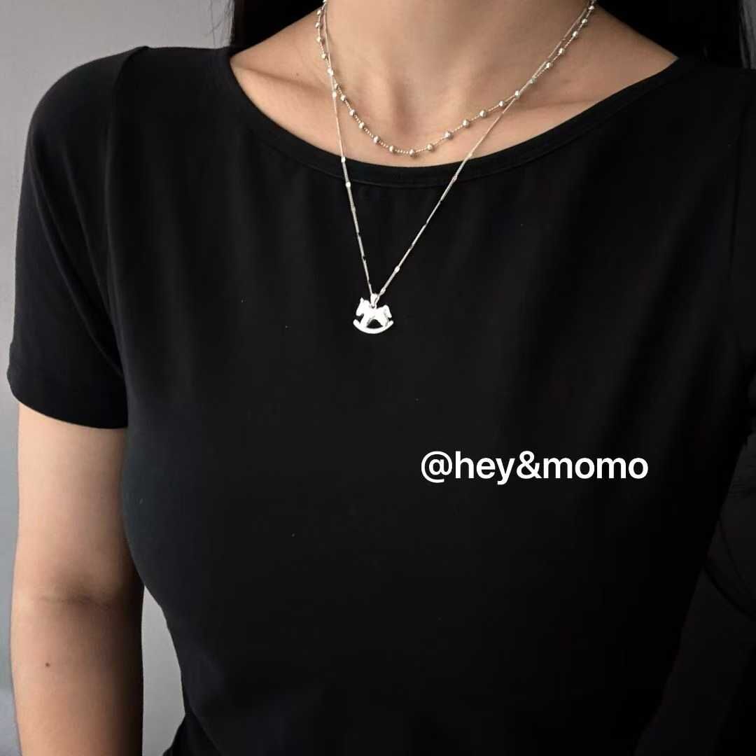 HM5118 ⚪925 銀 超閃亮片搖搖馬項鍊