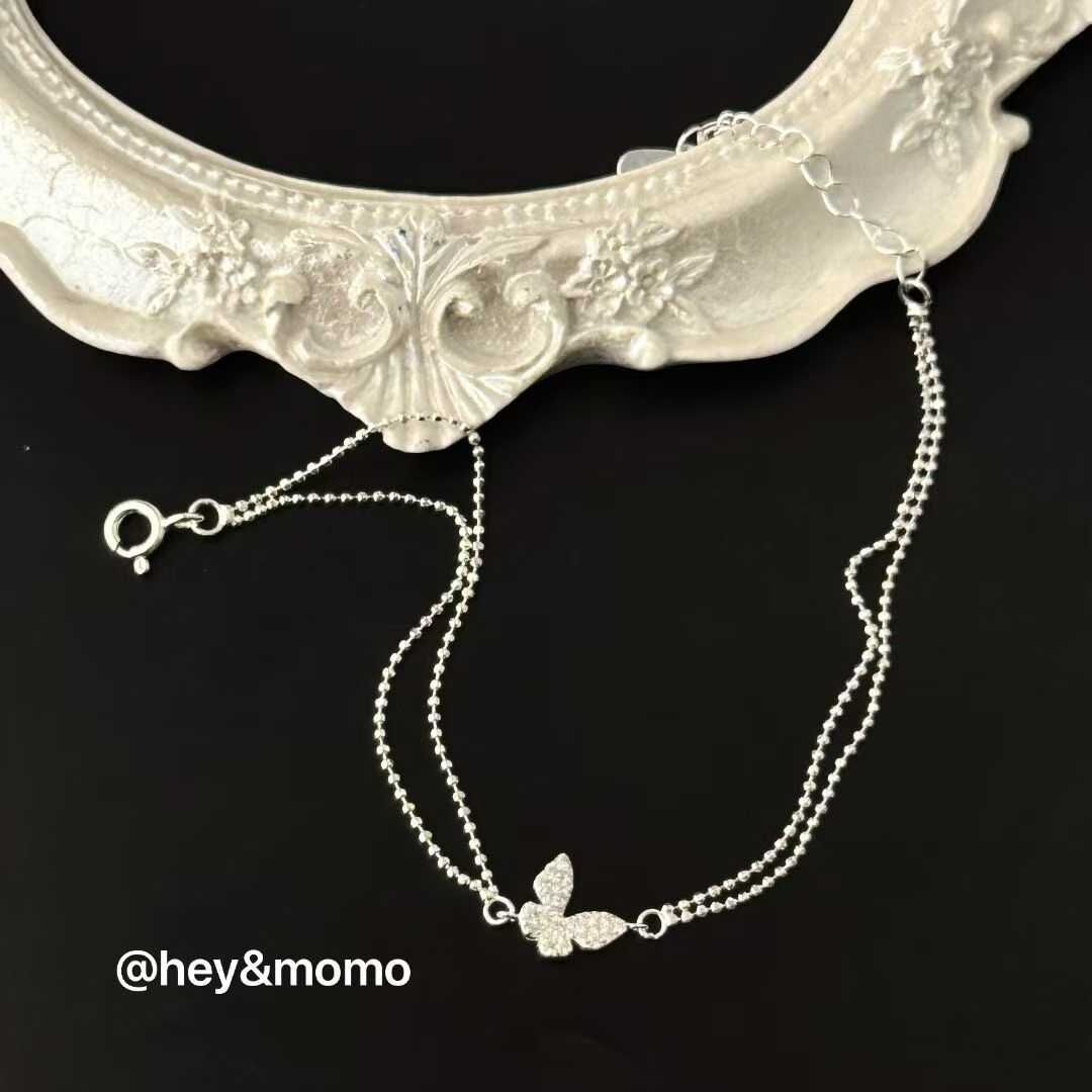 HM5124 ⚪925 銀 滿鑽小蝴蝶手鍊