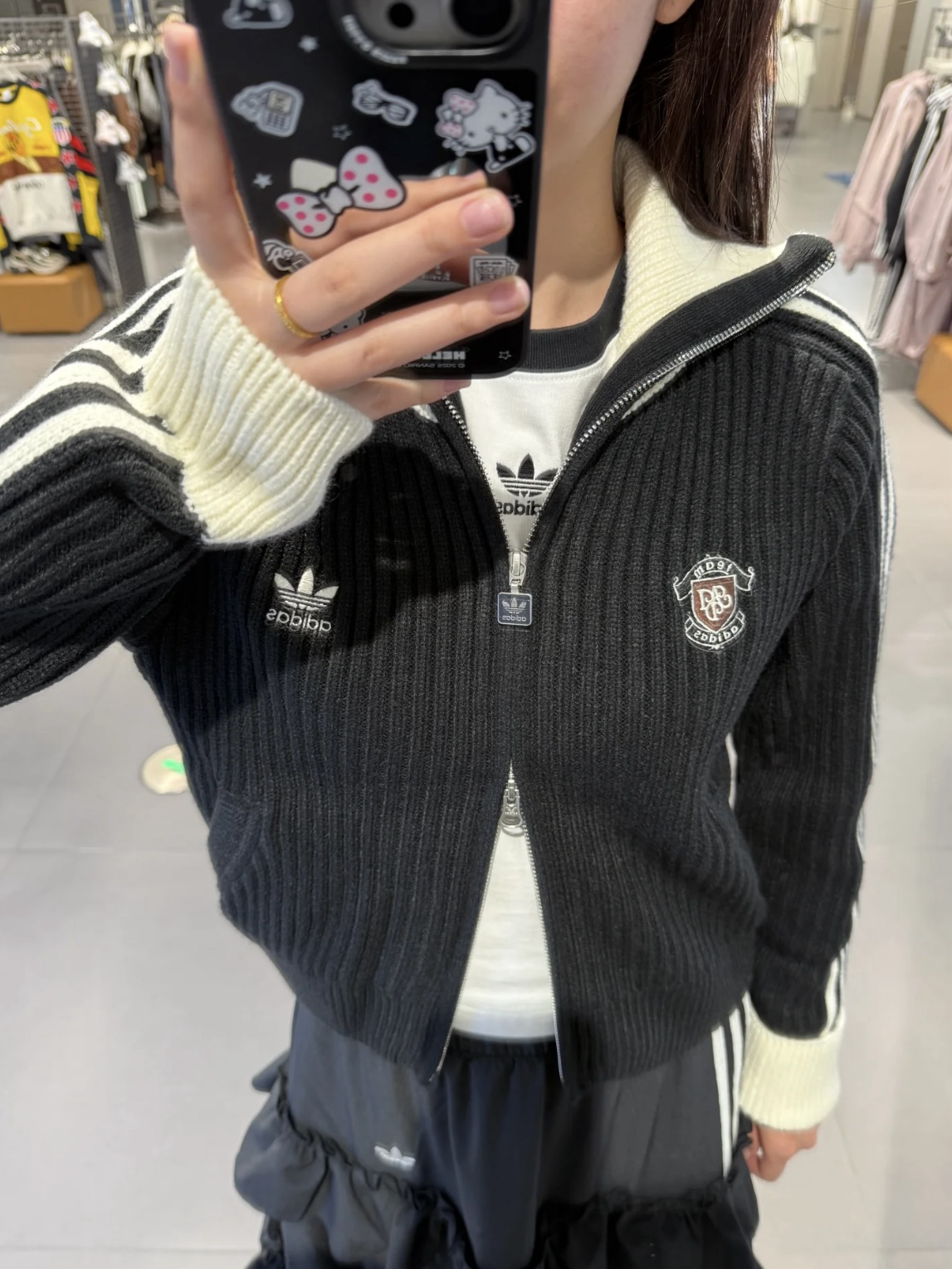 ADIDAS ORIGINALS TEAM FULLZIP 針織 開衫 立領外套 宋雨琦同款 寶寶藍 奶油黑