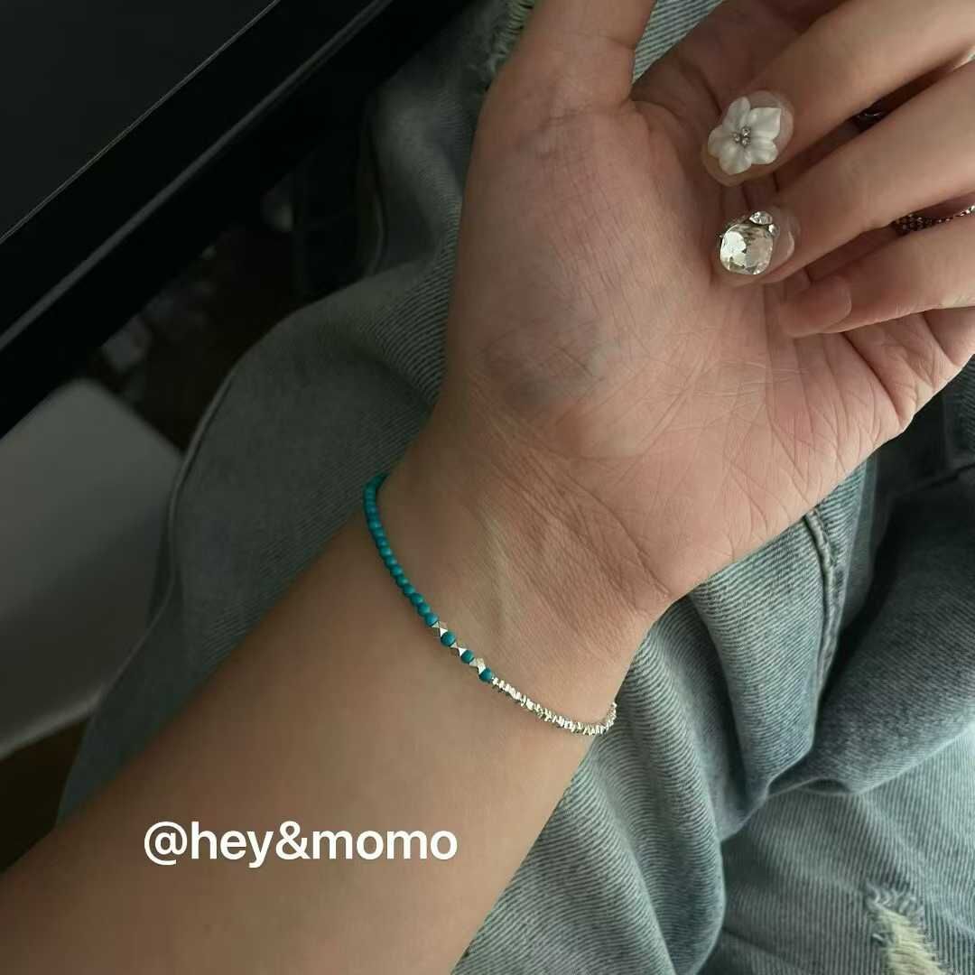 HM5129 ⚪925 銀  綠松石➕碎閃石手鍊