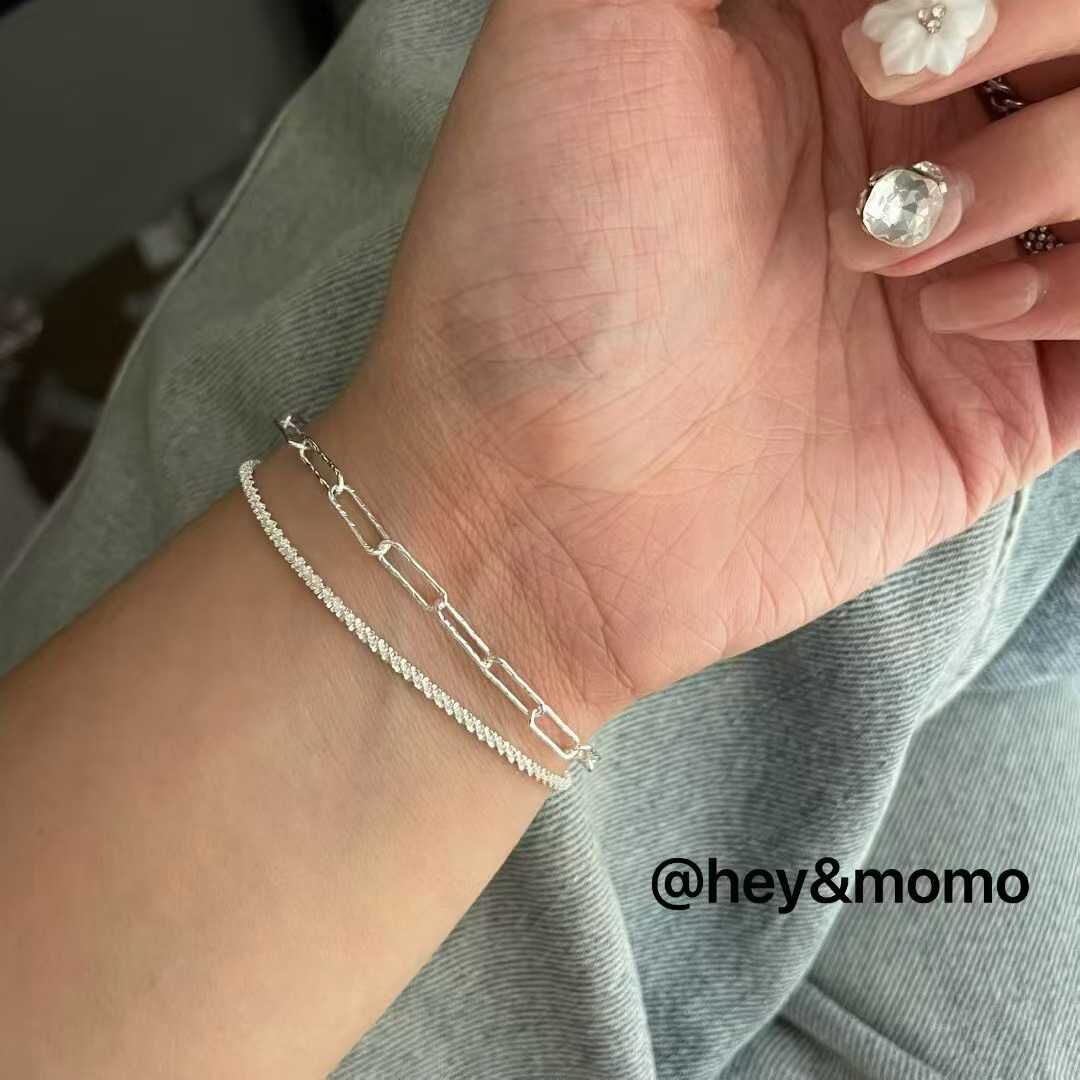 HM5132 ⚪925 銀 超閃拼雙鍊圓圈手鍊