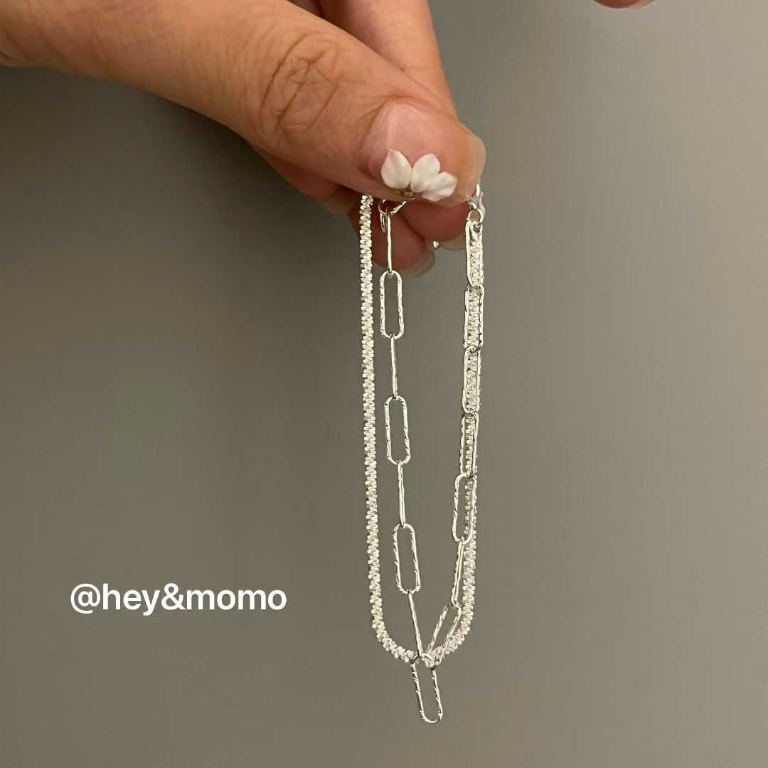 HM5132 ⚪925 銀 超閃拼雙鍊圓圈手鍊