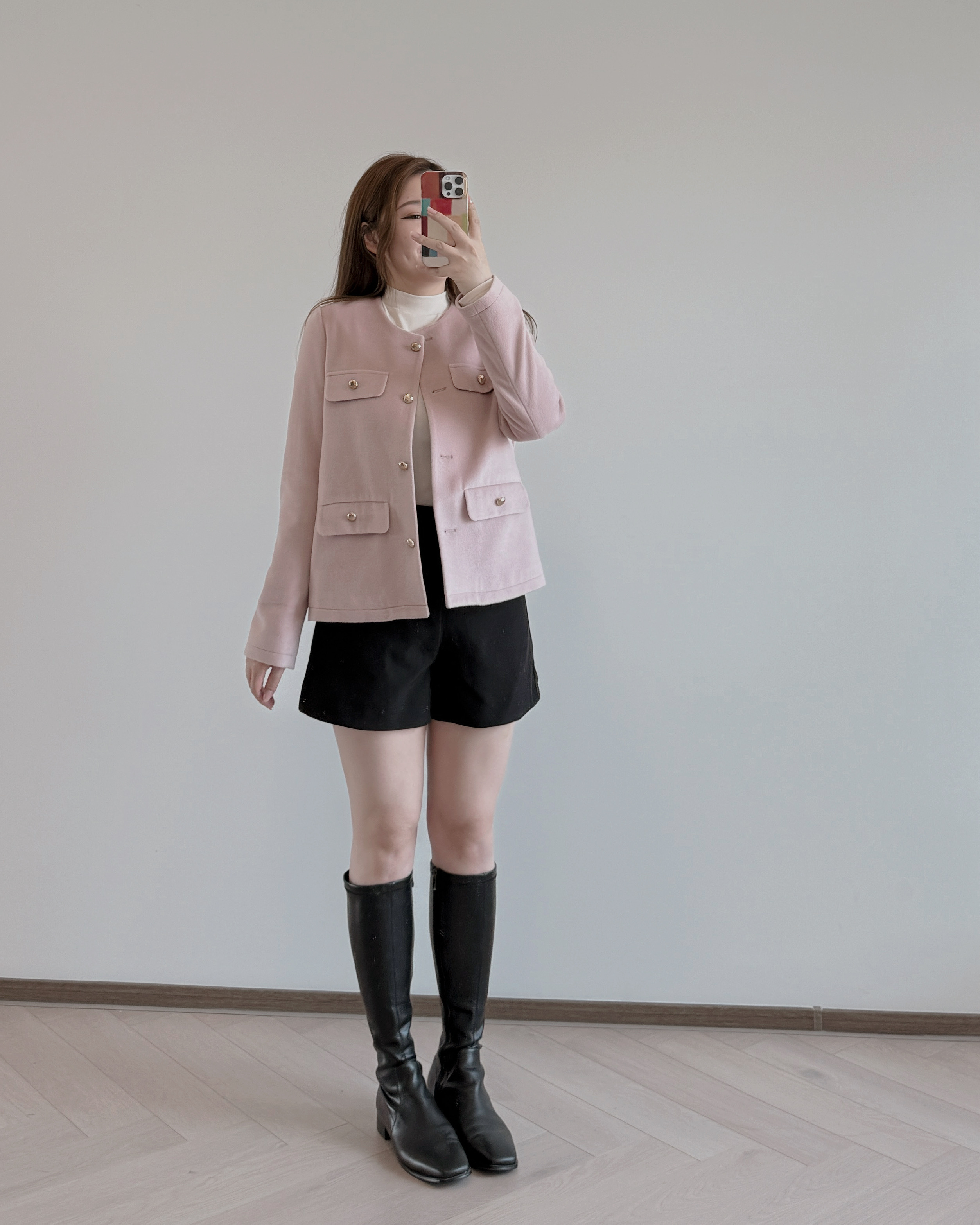 現貨 7303 粉色小香風羊毛外套