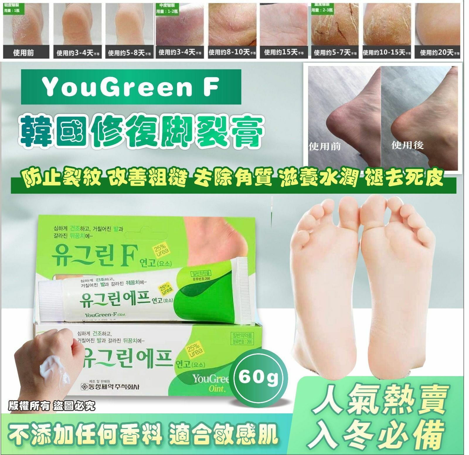 S20306  韓國🇰🇷YouGreen F修復腳裂膏60g