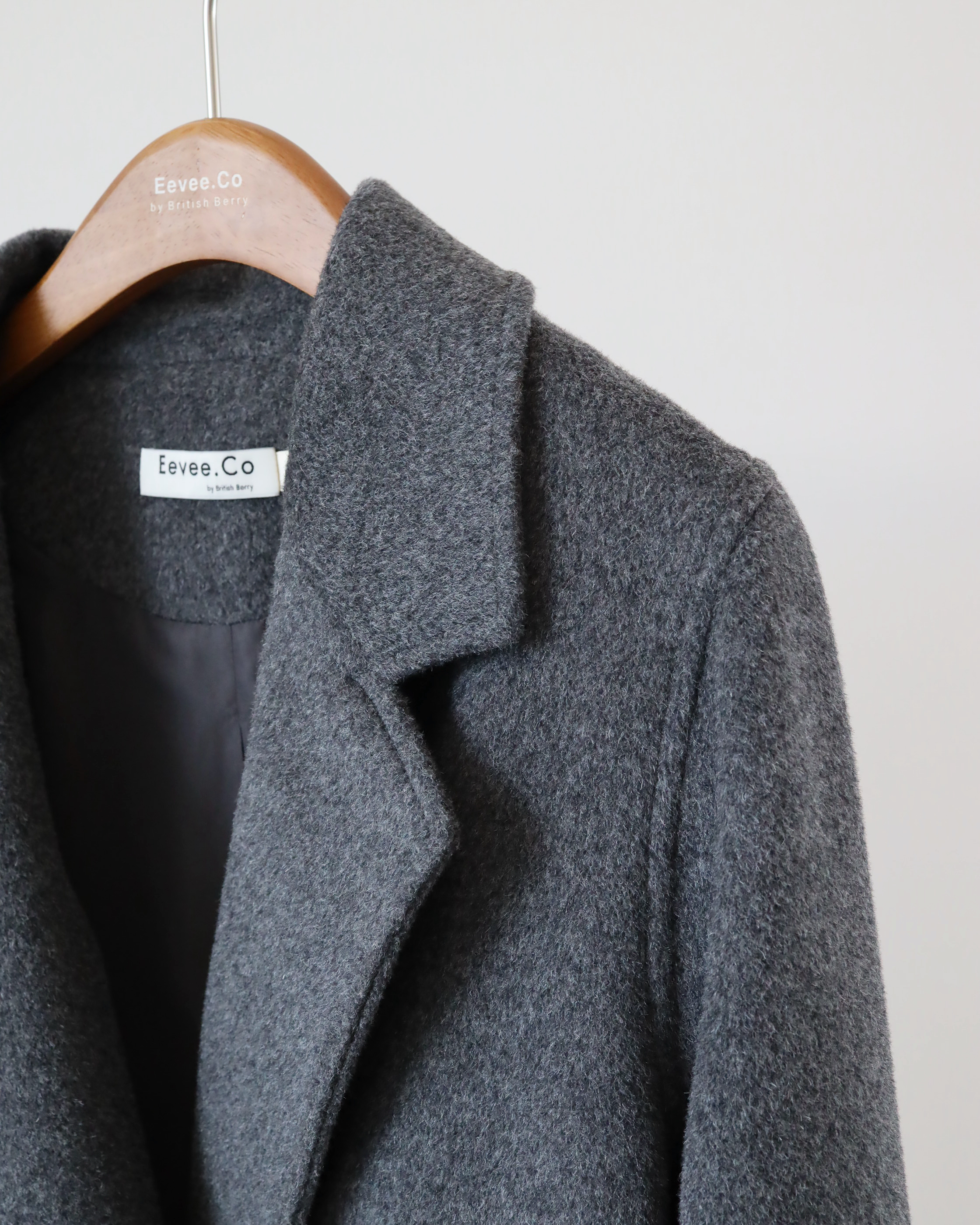 現貨 7304 灰色中長款羊毛大衣-附塵袋