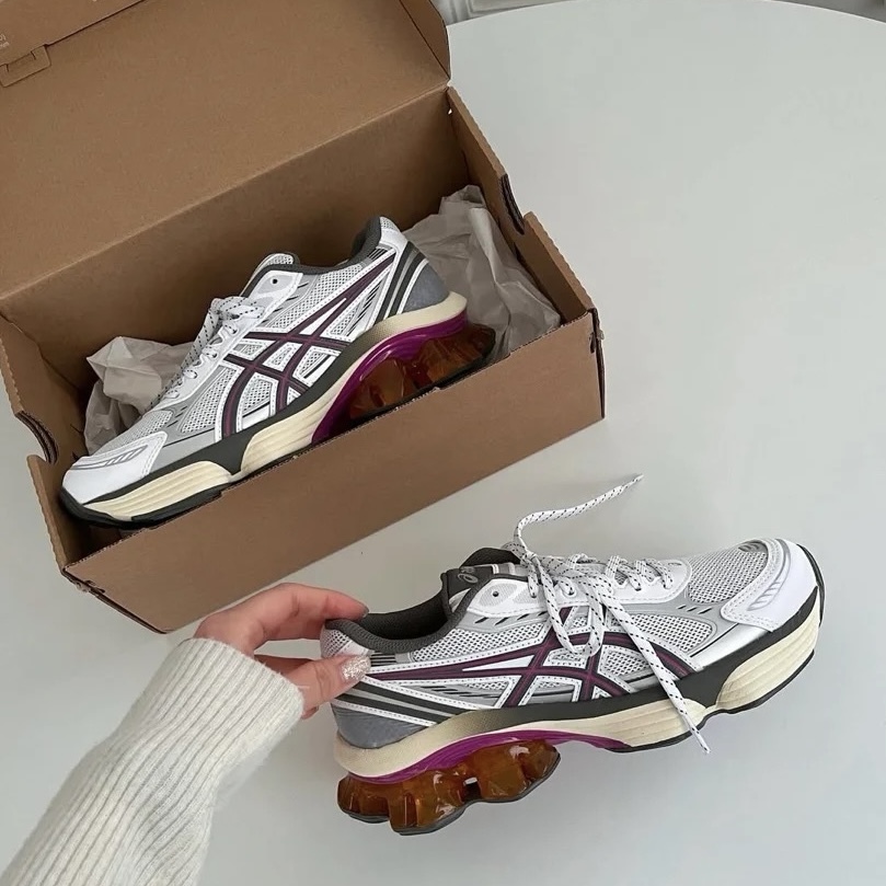 ASICS GEL-KINETIC FLUENT 白桃 桃紫 彈簧 休閒 復古 運動鞋 1203A591-100