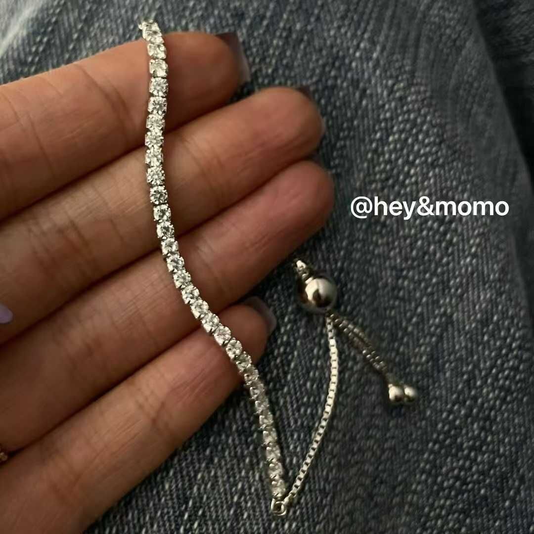 HM5141⚪925銀 超閃施華洛鑽抽拉手鍊
