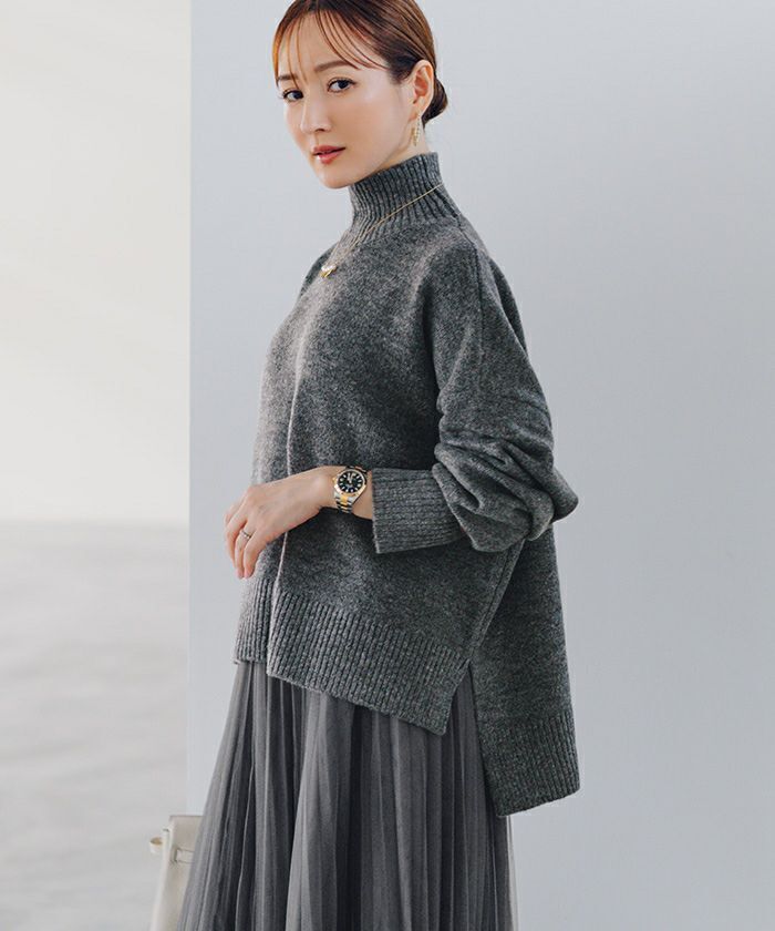 ur’s スフレタッチハイネックオーバーサイズニット灰M（BGXU1921）