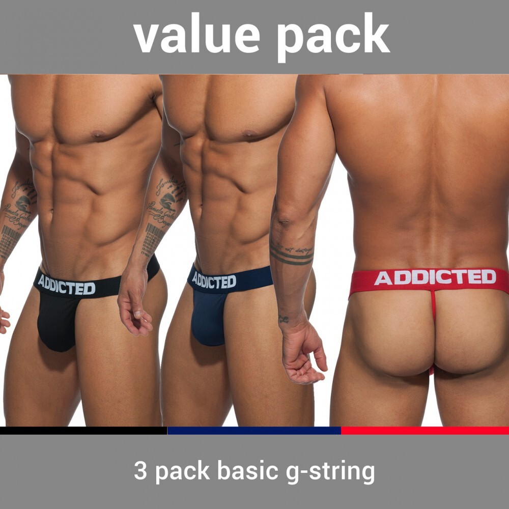 ADDICTED AD746P 3 PACK BASIC G-STRING 後空丁字 超值三入組【G-Punch】