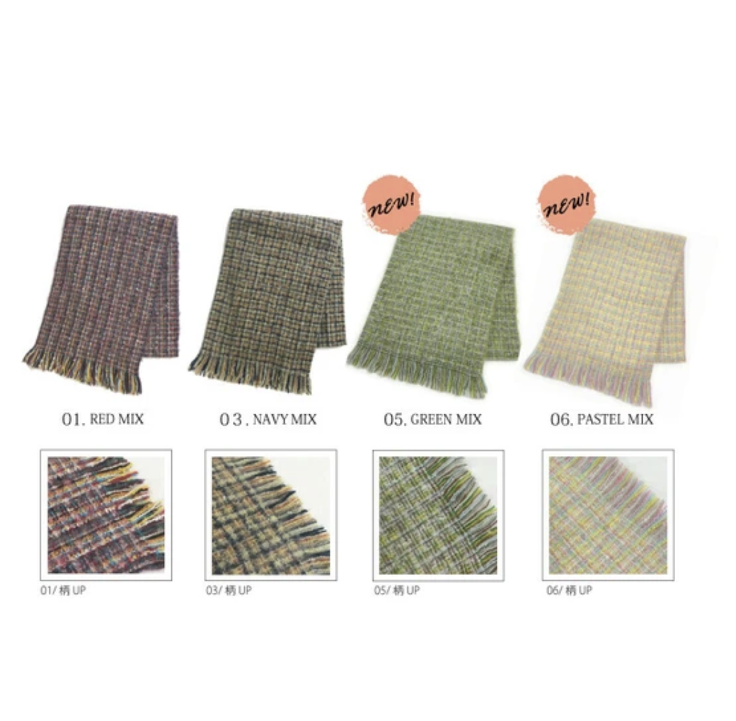 ｛預訂款｝柔軟刷毛混色設計圍巾（四色入）【日本直送】