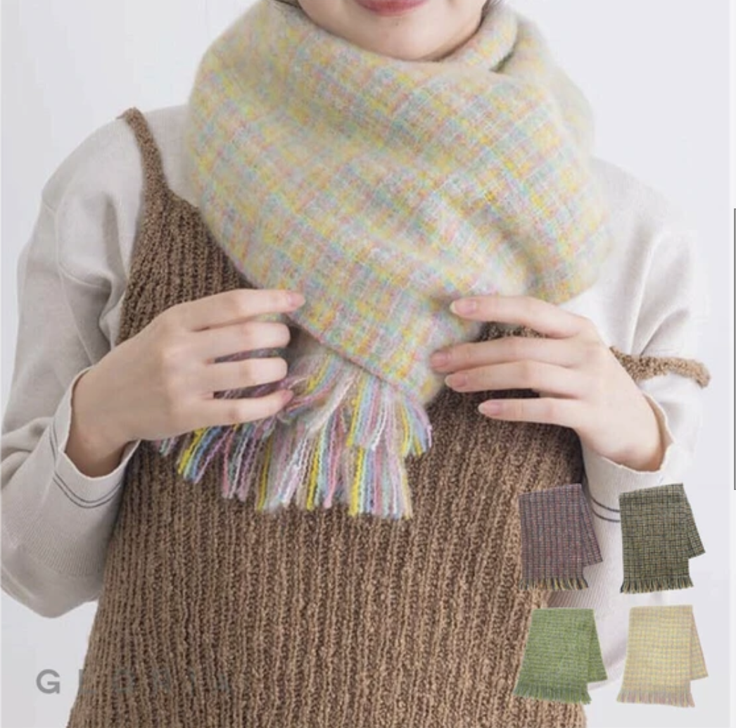 ｛預訂款｝柔軟刷毛混色設計圍巾（四色入）【日本直送】