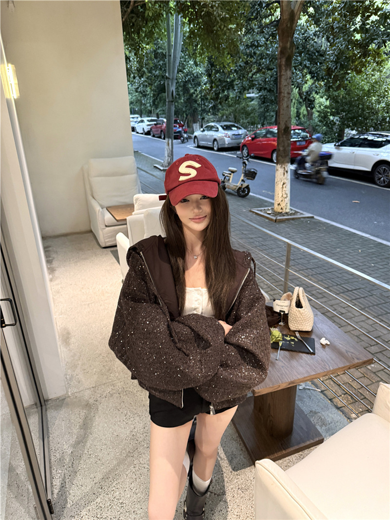 粗花泥連帽夾克外套