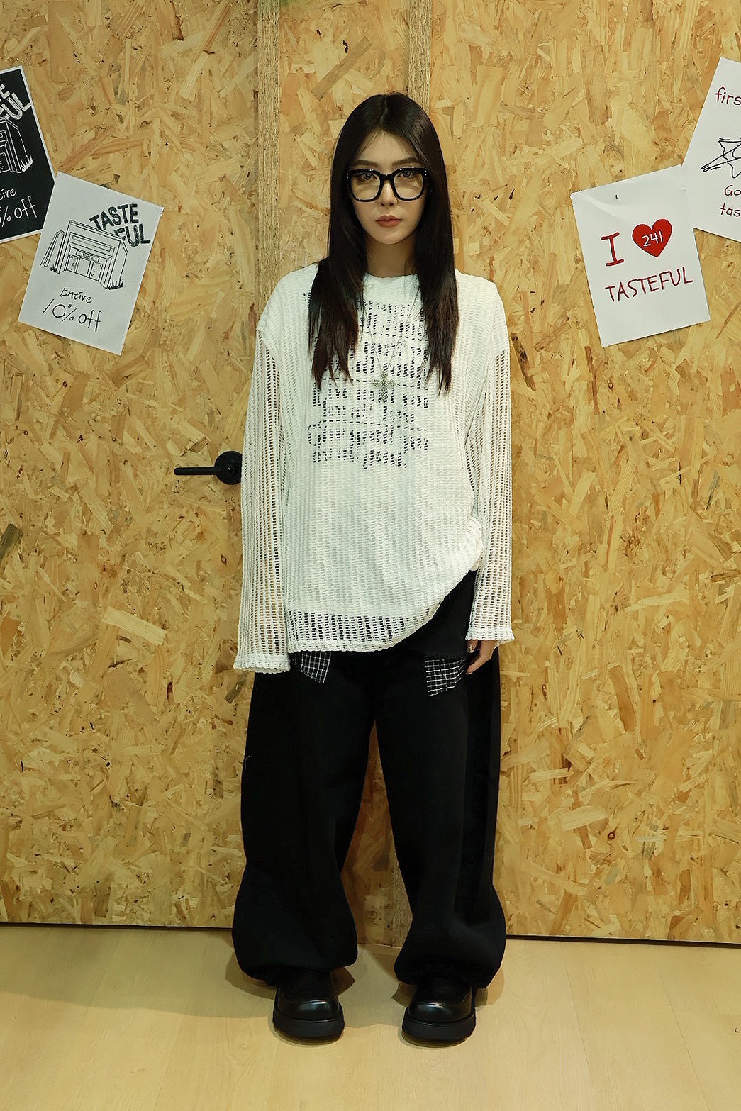 英文 針織 洞洞 上衣 #長袖