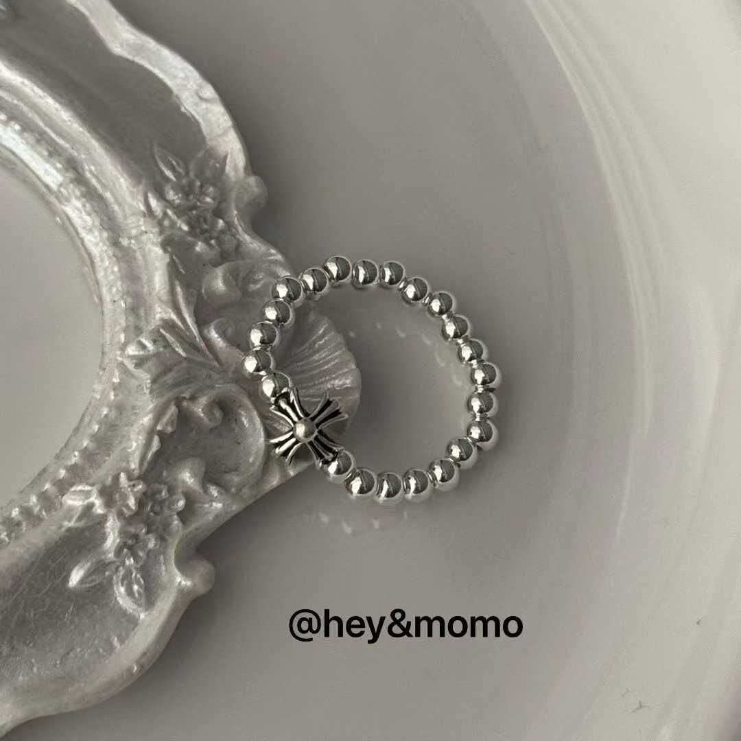 HM5148 ⚪925 克羅心十字銀珠戒指