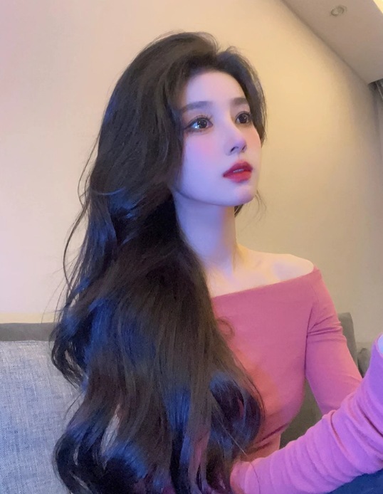 一字領針織長袖上衣(粉/藍)