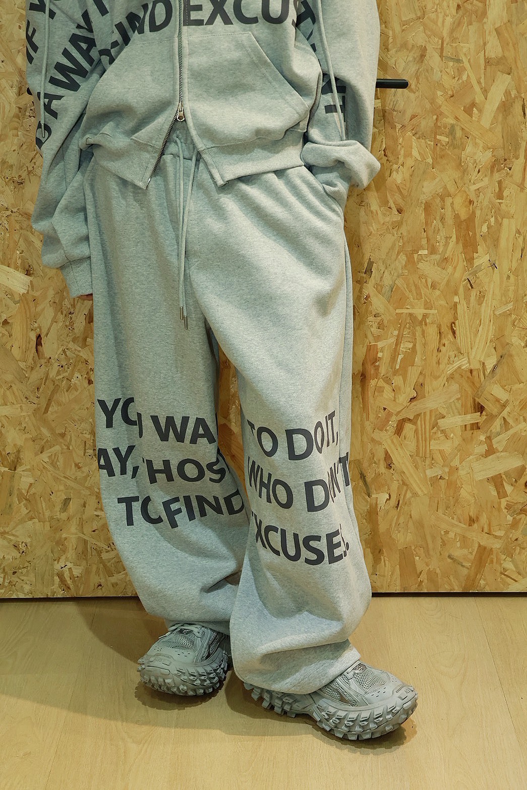 英文 抽繩鬆緊 標語 #棉褲