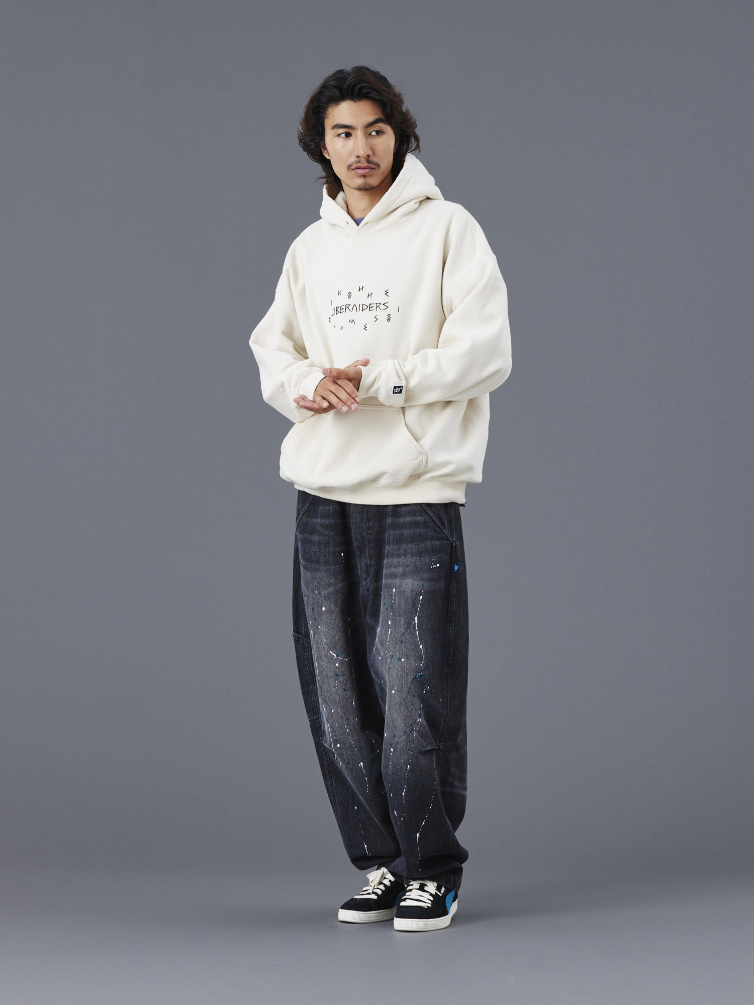 LIBERAIDERS TIFINAGH EMBROIDERY HOODIE 773122503 BEIGE