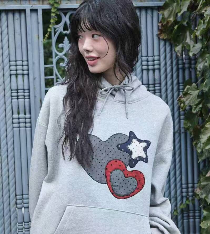 韓國代購 AMBLER 心心星星加絨連帽衛衣AHP1208