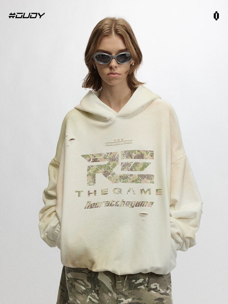 OVDY 美式字體印花 做舊 帽T