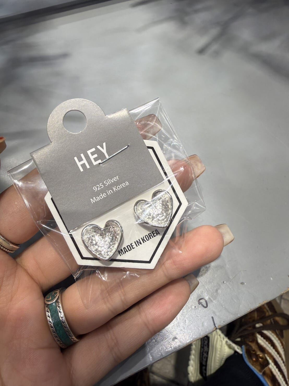 HM5153 ⚪925 壓紋心心耳環