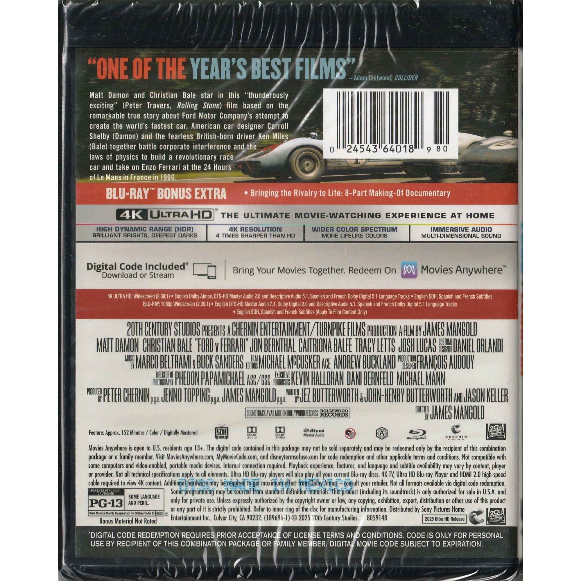 Ford v Ferrari (2019) (4K Ultra HD + Blu-ray) (US Version)